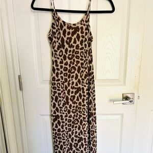 Vintage See You Monday bodycon leopard maxi dress